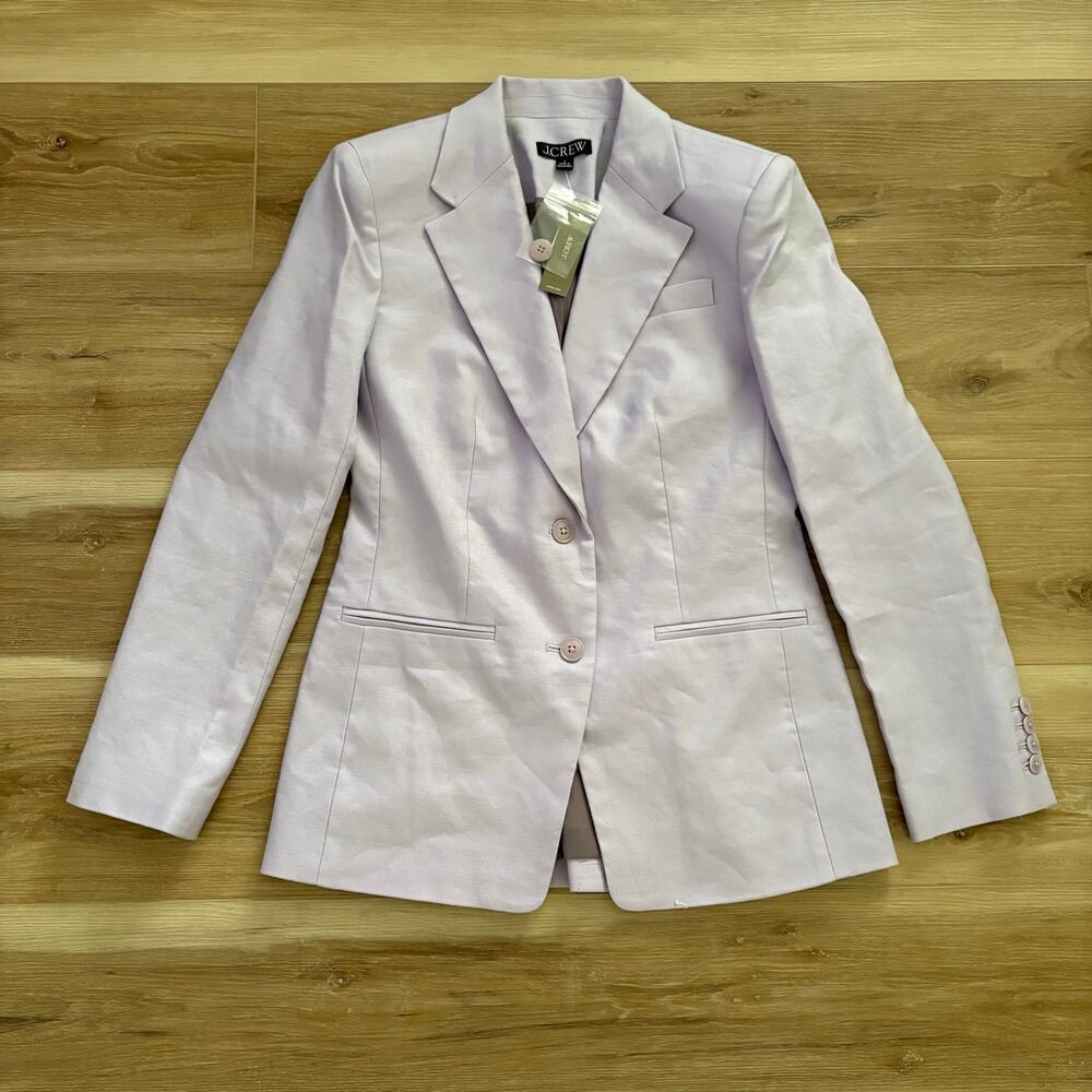 J. Crew Margeaux Blazer Stretch Linen Blend Lavender Blush 4